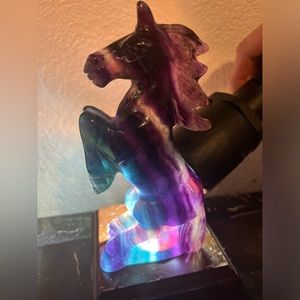 Stunning hand sculpted  genuine fluoride crystal horse sculpture!